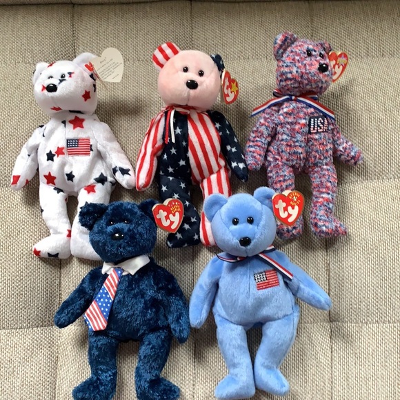 Vintage Ty Original Beanie Babies Lot of Patriotic Bears - Picture 2 of 16